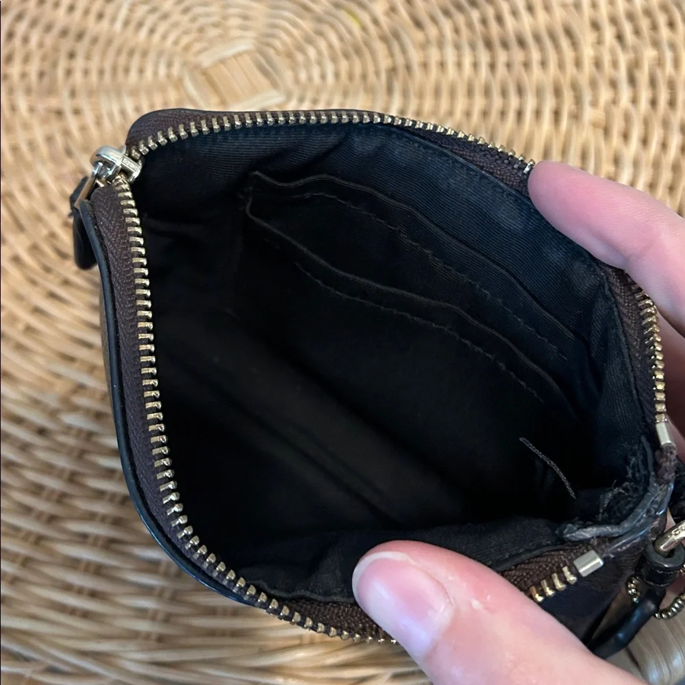 Coach‎ Black Signature Corner Zip Wristlet Brown Black